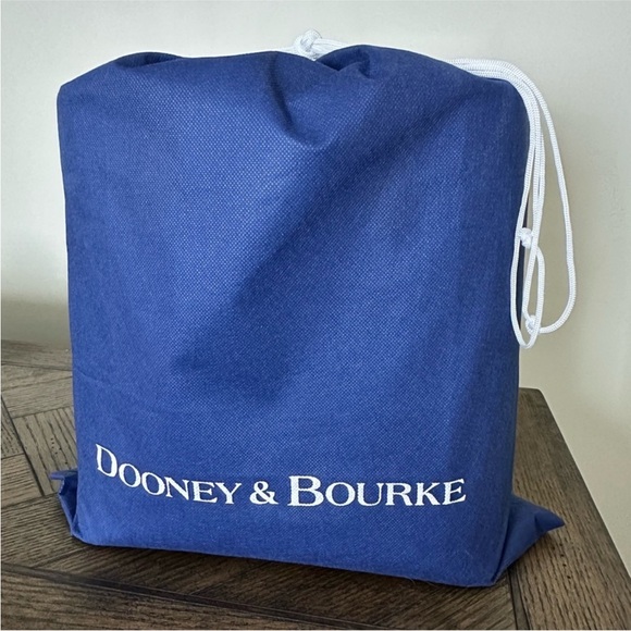 Dooney & Bourke Bright Blue Woven Leather Bucket Bag with Brown Trim - Picture 6 of 13